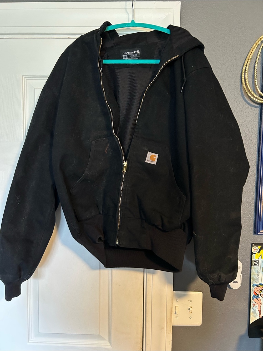 Carhartt Black Hooded Zip Loose Fit Jacket